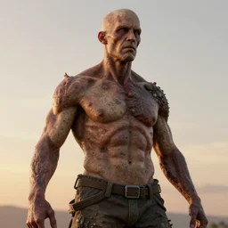 heavily mutated and deformed human, sunrise, 3 d render, octane, ray tracing, ultra high resolution, ultra detailed, photorealistic, 8 k