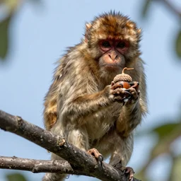 ape with an acorn