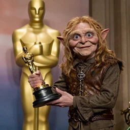 Gollum takes the Oscar award, a scene from the movie Lord of the Rings