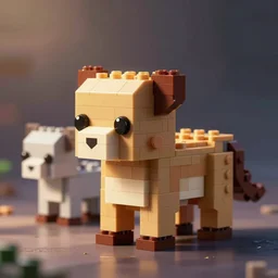 small animals made of two or three bricks, four legged, quadrupedal, cute looking, kawaii, sharp focus, character sheet, game concept art, blocky, lego mixels