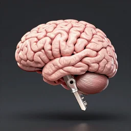 A disembodied, floating human brain in a shonen anime, key art