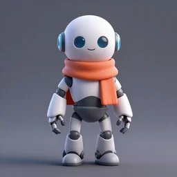 a robot character wearing a scarf, 3 d character design