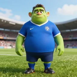 official portrait of a fat goofy soccer player named glorp doop