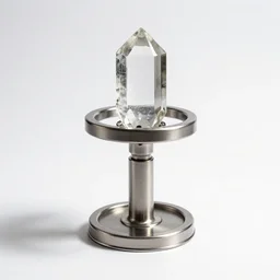 crystal metal detector, studio product photography, isolated on a pure white background, centered, entire object in frame, sharp focus, soft studio lighting