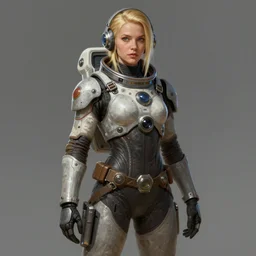 full body portrait of madeleine mantock as a beautiful space commander dieselpunk astronaut, by greg rutkowski, she is about 3 0 years old, slavic, pretty, blond hair with two strans around her face, she is wearing a futuristic space gear, highly detailed portrait, digital painting, artstation, concept art, smooth, sharp foccus ilustration, artstation hq.