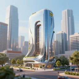 futuristic house in a urban modern city, National Geographic photography, bokeh, 3D