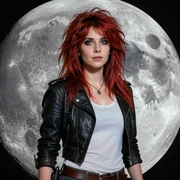 A hyper real comic book style portait painting of Kate Bush on the moon, unreal 5, hyperrealistic, octane render, cosplay, RPG portrait, dynamic lighting