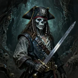 photo of a ghostly pirate head and torso, holding a sword and standing in a grotto, photorealistic, dark, lovecraft, paul carrick, atmospheric lighting, painted, intricate, ultra detailed, well composed, best on artstation, cgsociety, epic, stunning, gorgeous, intricate detail, wow, masterpiece