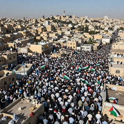 Hyper-realistic photograph of millions of Palestinians invade Telavic