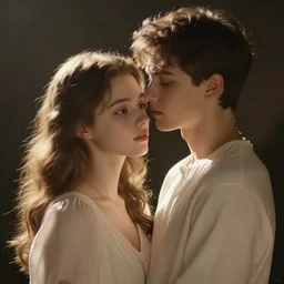 a boy and a girl in love