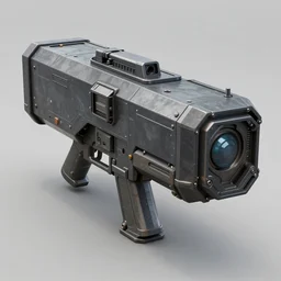 concept art image of a bulky rectangular scifi gun 4k digital art detailed 3d realistic