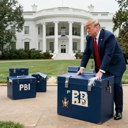 FBI remove boxes at Donald Trumps house, hyper realistic photography, 8k,