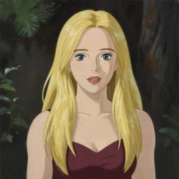 a striking hyper real painting of Elle Fanning by Studio Ghibli