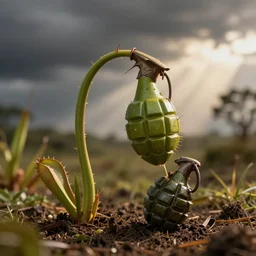 A pitcher plant eating a grenade