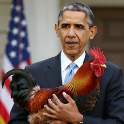photo of president obama holding a rooster,