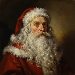 santa claus portrait, atmospheric lighting, painted, ominous, intricate, volumetric lighting, beautiful, rich deep colours masterpiece, golden hour, sharp focus, ultra detailed, by leesha hannigan, ross tran, thierry doizon, kai carpenter, ignacio fernandez rios