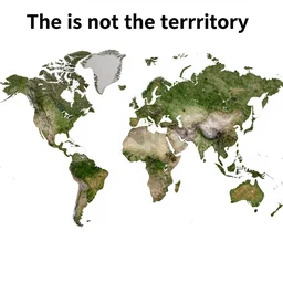 the map is not the territory, in the style of a map that is made of actual satellite imagery