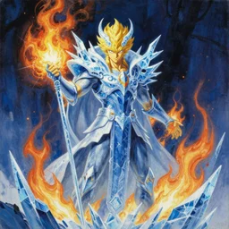 gigachad god of ice and fire, painting by gaston bussiere, j. c. leyendecker, yoji shinkawa