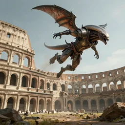 concept art of a gladiator flighting (alien) monsters in the colosseum, UE5, 4k