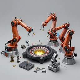 a roulette in a casino, katsuhiro otomo, robot arms, props, hard surface, panel, simon stalenhag, kitbash, items, big medium small, detailed establishing close up shot, futuristic, parts, machinery, greebles, insanely detailed, case, hardware, golden ratio, wes anderson color scheme, in watercolor gouache detailed paintings, sleek design