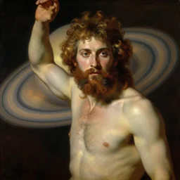 a painting a portrait of saturn the god of agriculture by gustav moreau, jean delville and  Gaston Bussiere