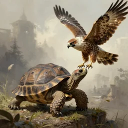 fusion of tortoise and hawk, fantasy art