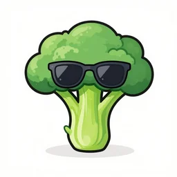 a 2 d drawing of a cartoon broccoli wearing sunglasses