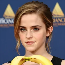 emma watson as an actual banana for an upcoming movie directed by chiquita brands international inc., detailed face, good lighting, promo shoot, studio lighting