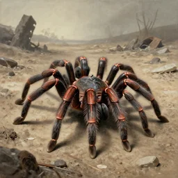 giant Tarantula roams an apocalyptic wasteland by Zdzisław Beksiński