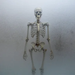 skeleton behind frosted glass,