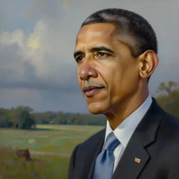 hyper-realistic oil painting of Barak Obama by Mike Darga