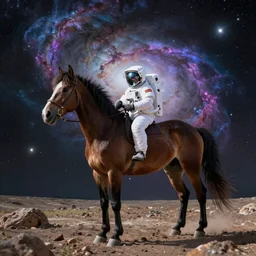 an astronaut horse in outer space, epic nebula