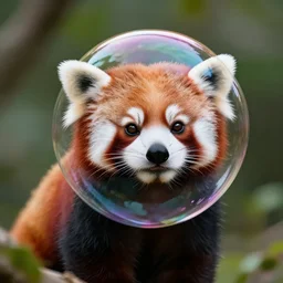 a red panda as a soap bubble, digital art, realistic, octane render, professional, high quality, dof, bokeh