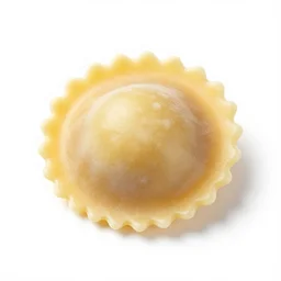 obsidian ravioli, 8k product photo, isolated on a pure white background, centered, entire object in frame, sharp focus, soft studio lighting