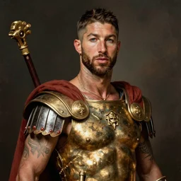 a portrait of Sergio Ramos as a Gladiator from Rome, art by Eugene Delacroix and Rembrandt, highly detailed, trending on wikiart
