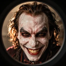 Fisheye lens photo of close up of Evil Bert's evil looking face