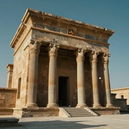 achaemenid palace temple, fully restored, newly built. 8 k hd instagram photo at behance, epic cinematic movie shot, 1 9 9 0 s. adobe lightroom, photoshop