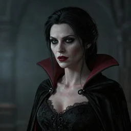 portrait of a lady vampire, 35mm, depth of field, DOF, ominous, detailed, photorealistic, octane render, high definition, 4k, artstation, donato giancola, matthew benedict, irwin penn