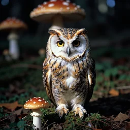 a photo of an angry mutant portabella mushroom owl in its natural habitat, kodak ektachrome e 1 0 0 photography