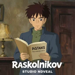 raskolnikov in a studio ghibli version of crime and punishment, poster