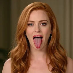 average photo of Christina Hendricks sticking out her very long tongue 8k
