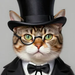 close portrait of a fancy cat ( animal ) with a top hat and monocle, vaporwave, highly detailed, digital painting, artstation, concept art, smooth, sharp focus, illustration, art by artgerm and greg rutkowski and alphonse mucha