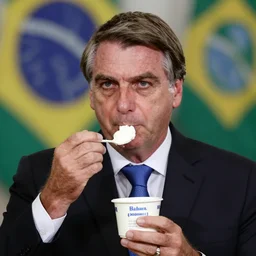 ( ( ( ( ( 1 9 5 0 s bolsonaro brazilian president eating condensed milk. muted colors. ) ) ) ) ) by jean - baptiste monge!!!!!!!!!!!!!!!!!!!!!!!!!!!!!!