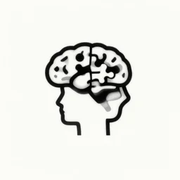 minimalist logo icon for a wandering mind, one person, brain filter attention puzzle, retro psychology, victo ngai, kilian eng, lois van baarle