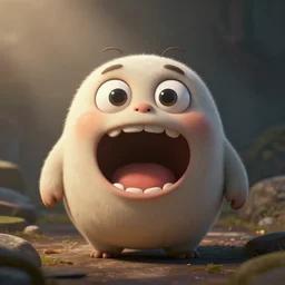 cute fat creature with big eyes and big mouth