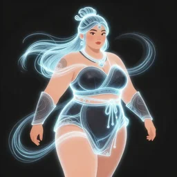 curvy asian ethnic warrior girl, digital illustration by ruan jia on artstation, outlined by whirling illuminated neon lines and fine lines swirling in circles by jesper ejsing and rhads and makoto and shinkai and lois van baarle, digital art, trending on artstation - h 9 6 0