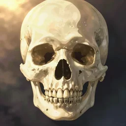 a skull  portrait in the style of Makoto Shinkai and Greg Rutkowski, animated, animation