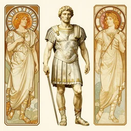 julius caesar, front view, symetrical, full body, neutral background, intricate, sharp focus, illustration, aleksi briclot, rossbach, anna dittmann, rutkowski, mucha