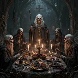sacred undead feast of unholy souls, 8k, highly detailed
