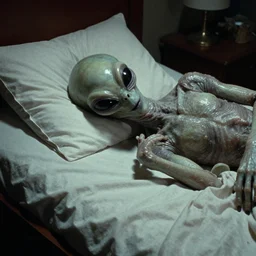 color film still, alien sleeping on the bed ; alien 2 ( 1 9 8 6 )